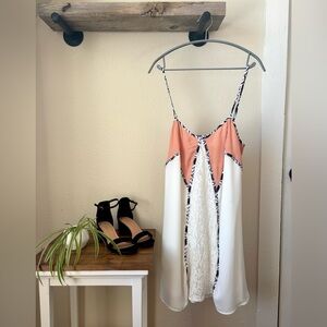Jealous Tomato Peach and White Mini Dress Medium